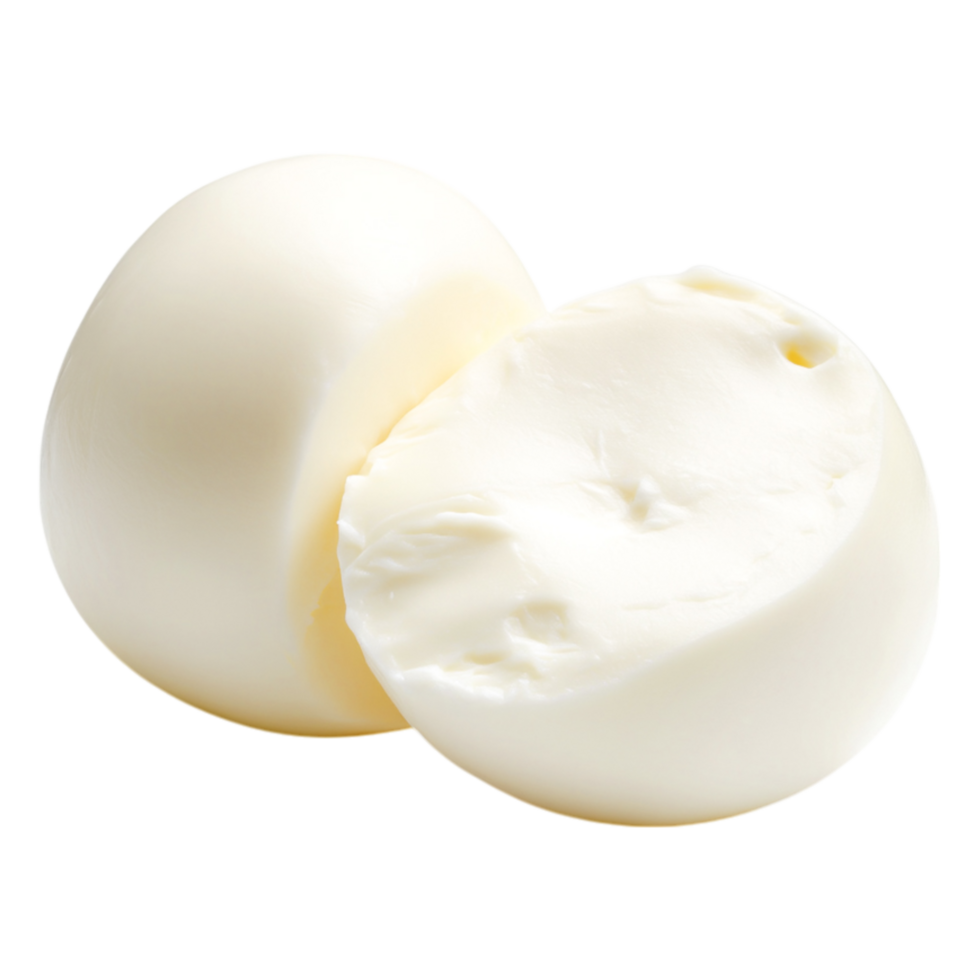 Fresh Soft Mozzarella Cheese with Creamy Texture and Slice View png