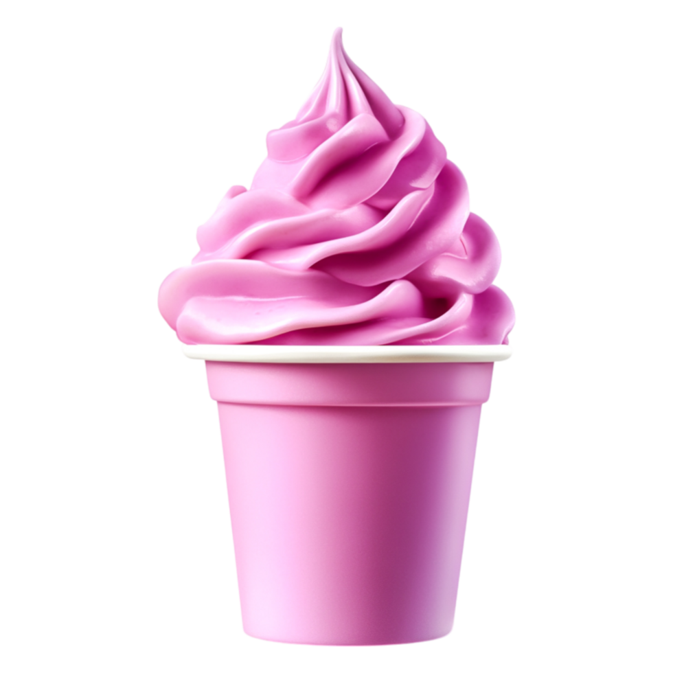 Delicious Swirled Pink Soft Serve Ice Cream in Cup png