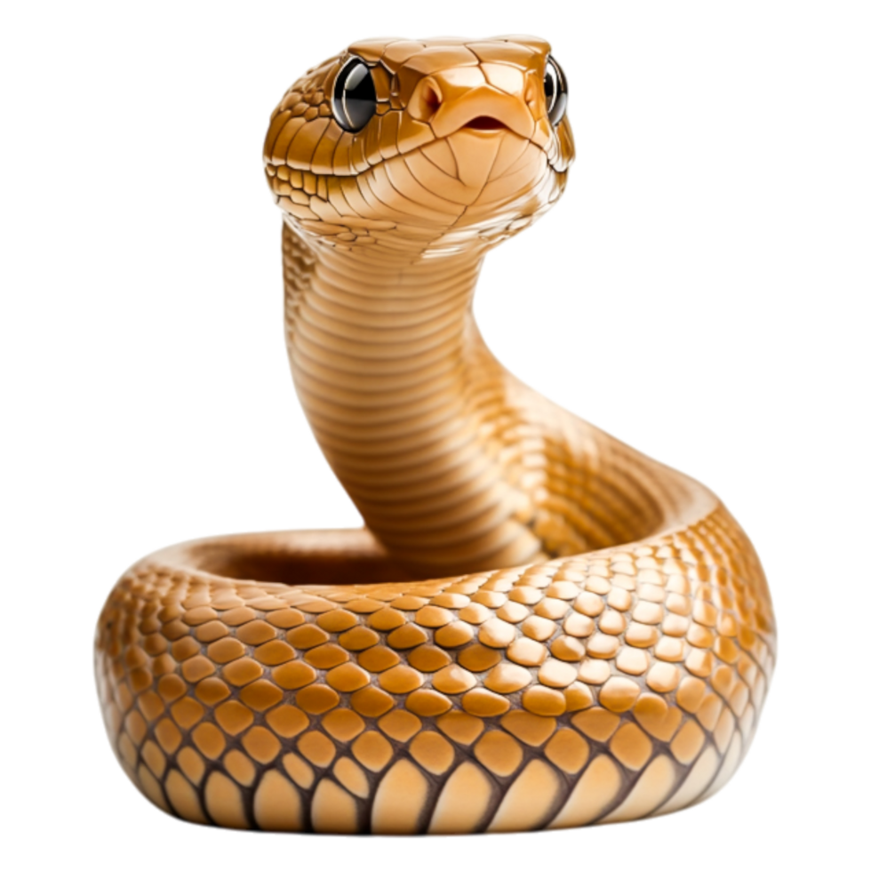 Realistic Brown Snake Coiled with Sharp Eyes and Intricate Textures png