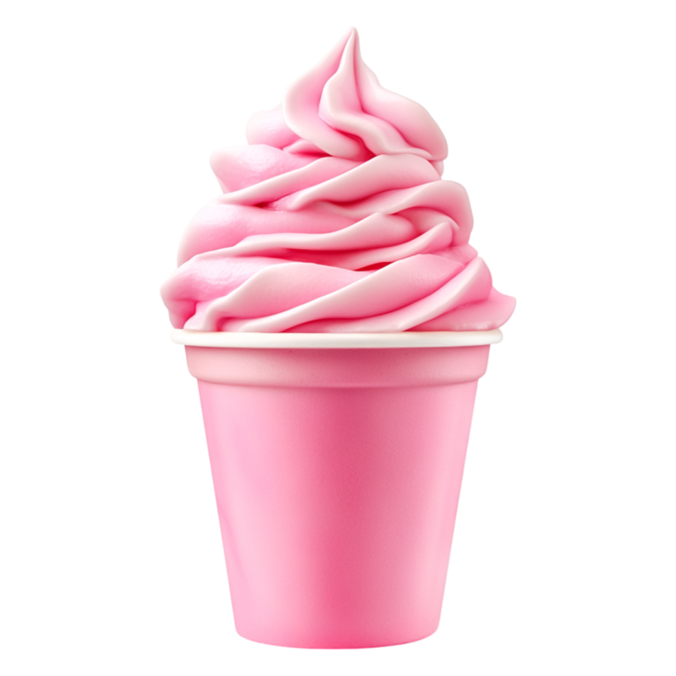 Delicious Soft Serve Ice Cream in Pink Cup with Whipped Cream png