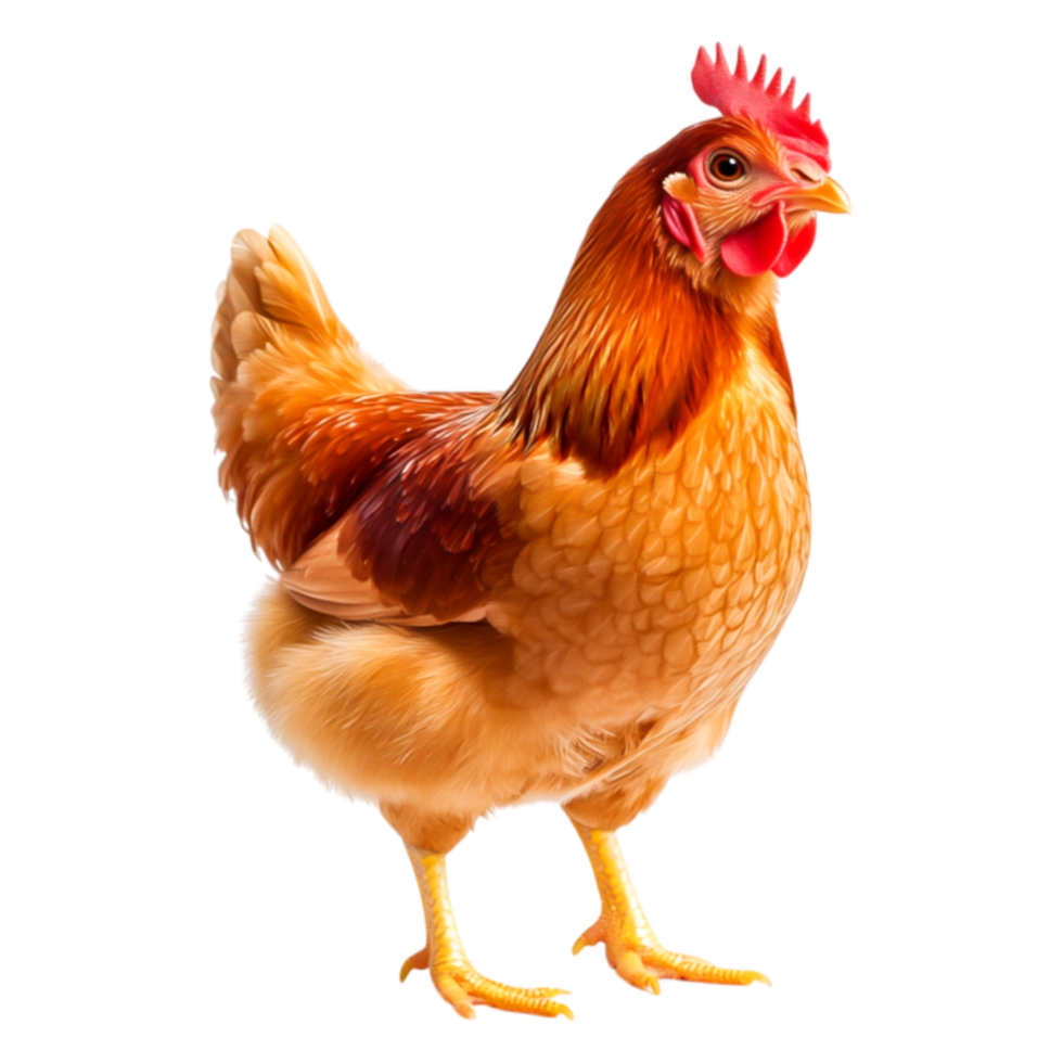 Vibrant Rooster Standing Proudly with Rich Feather Colors png