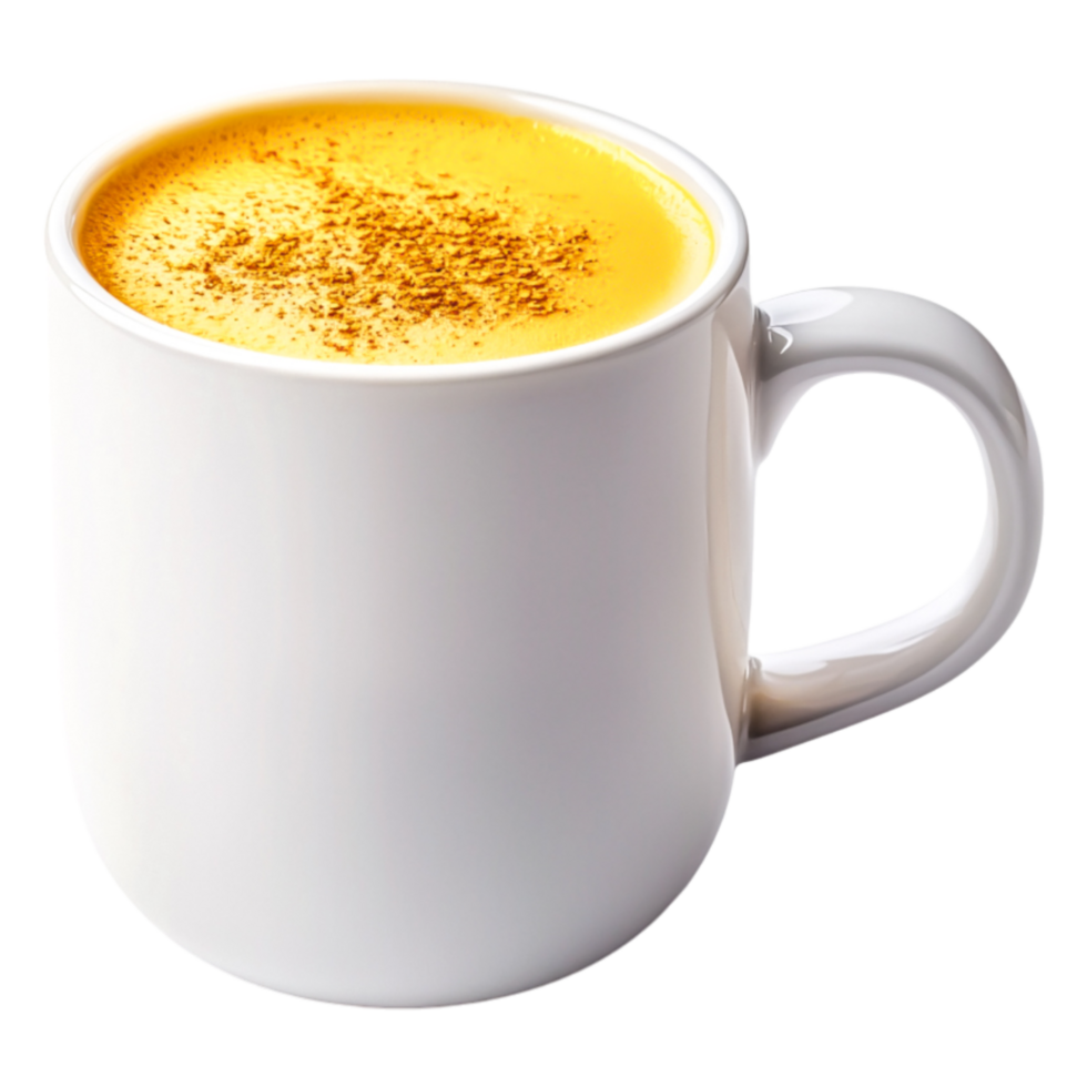Creamy Turmeric Latte in a Simple White Mug with Cinnamon Sprinkle png
