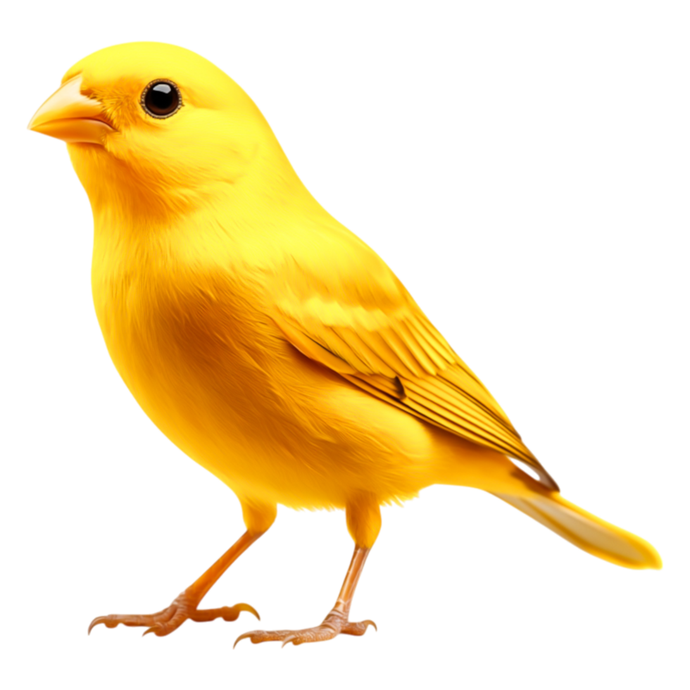 Bright Yellow Canary Perched on a Branch in Natural Setting png