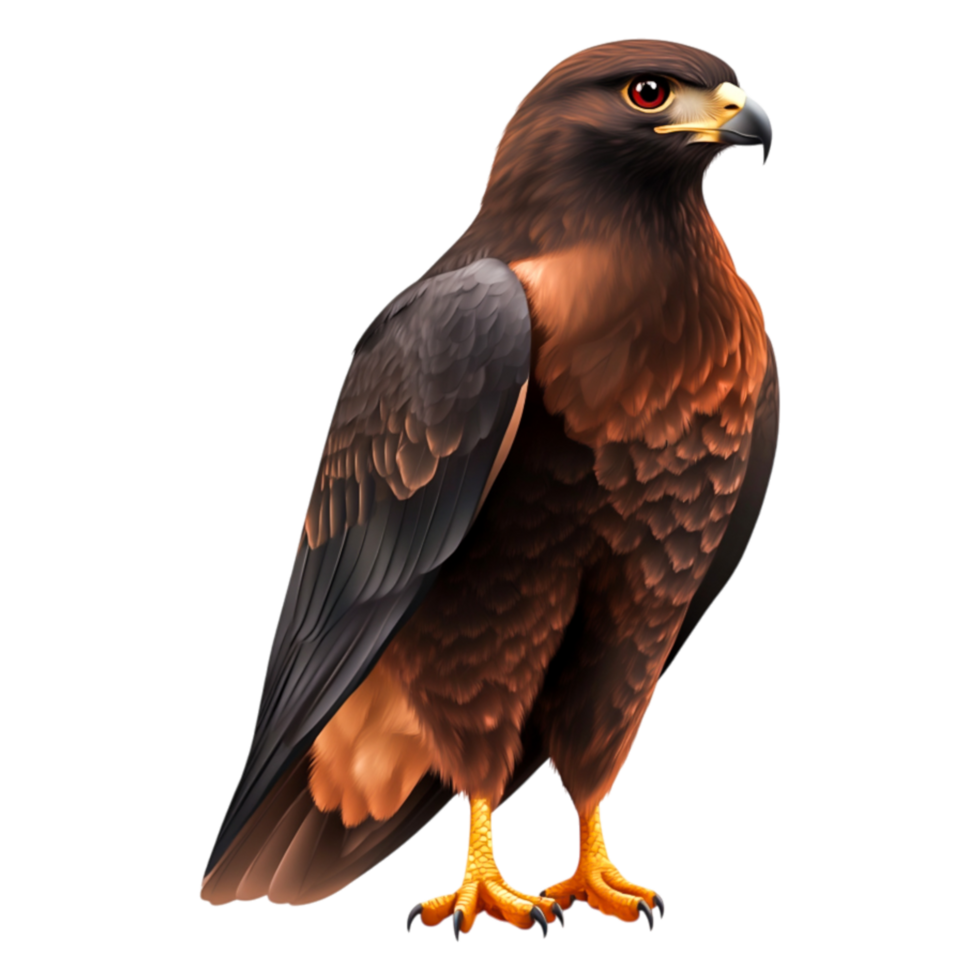 Realistic Illustration of a Majestic Brown Hawk on Black Background png