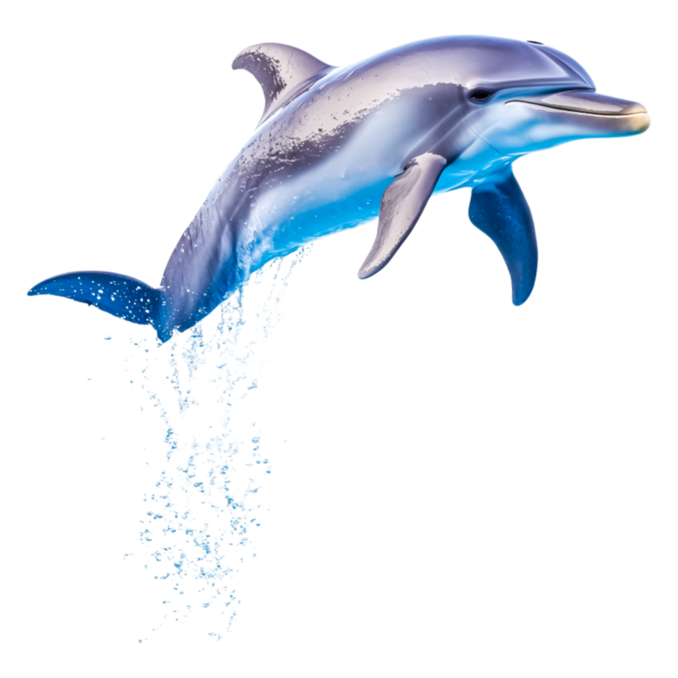 Playful Dolphin Jumping Out of Water with Splashes and Waves png