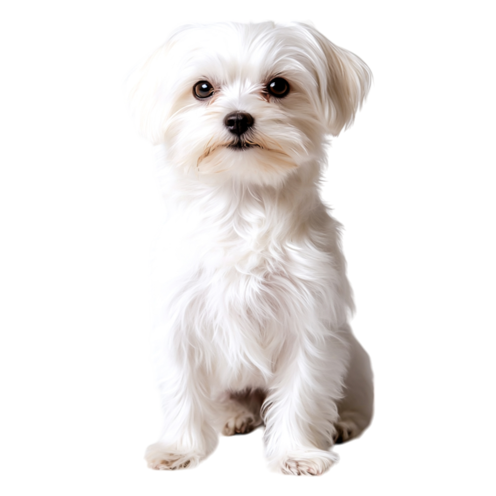 Adorable Small White Dog with Fluffy Fur Sitting Gracefully png