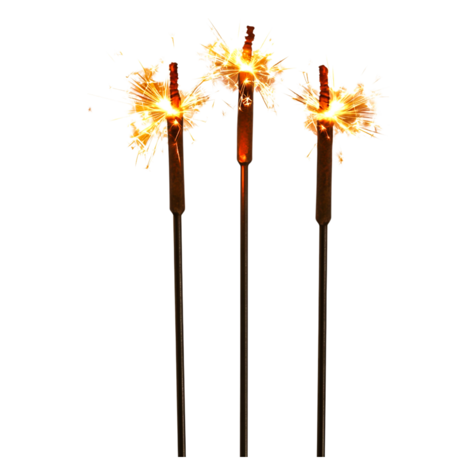 Sparkling Celebration with Bright Sparklers Shining in the Night png
