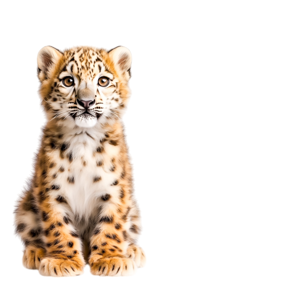 Adorable Young Leopard Cub with Striking Spots and Playful Expression png