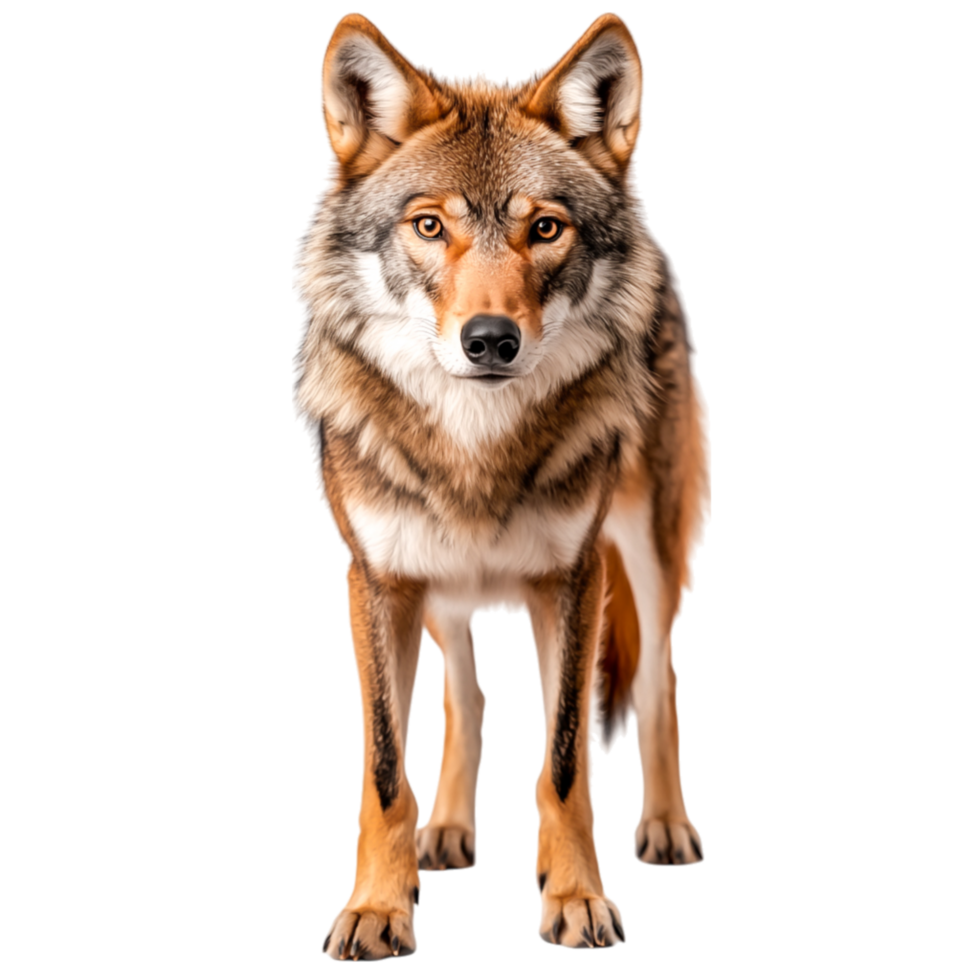 Majestic Grey Wolf Standing Confidently Before a Neutral Background png