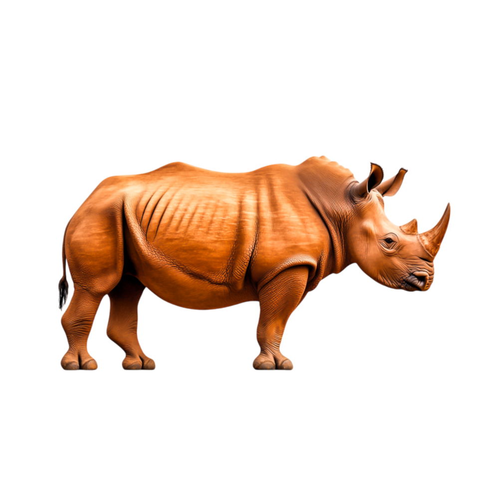 Realistic and Detailed Rhinoceros Illustration on Transparent Background png