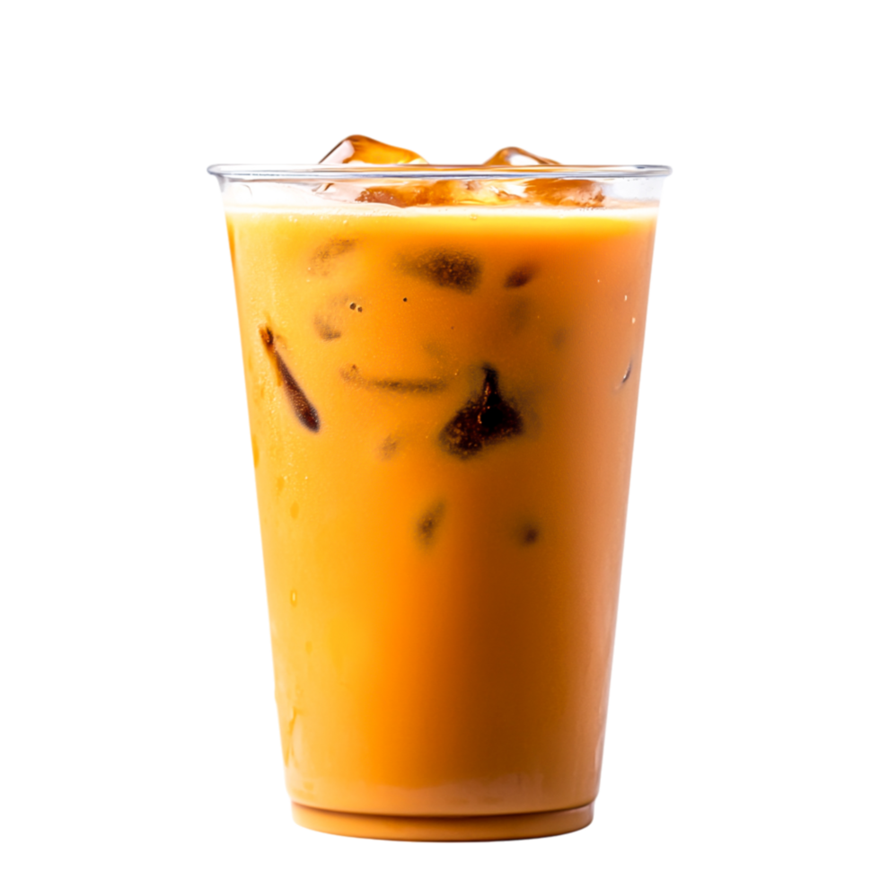 Refreshing Iced Tea Beverage in Transparent Cup with Ice Cubes png