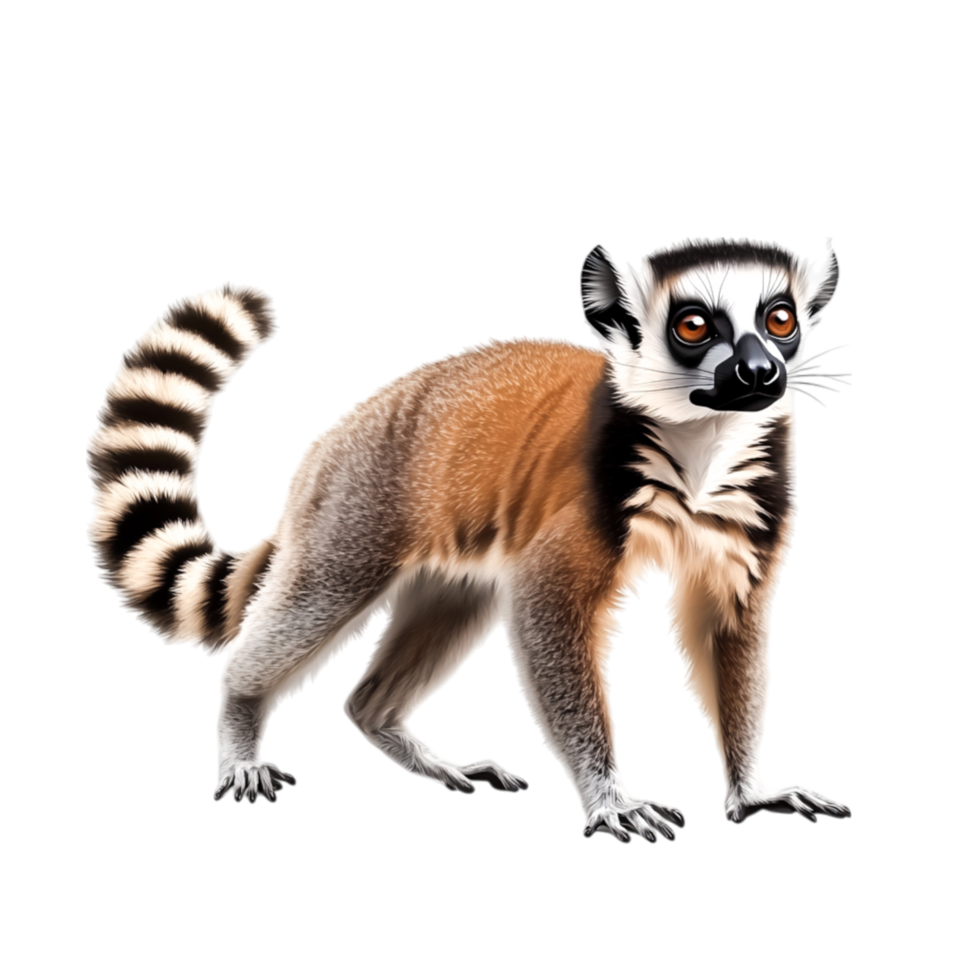 Playful Ring-Tailed Lemur Posing on png