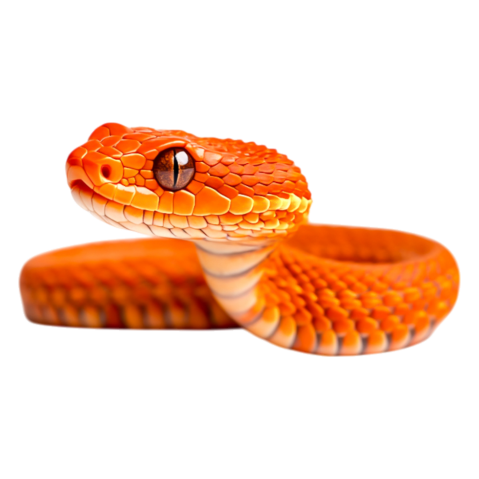 Vibrant Orange Snake with Glossy Scales and Intense Eyes png
