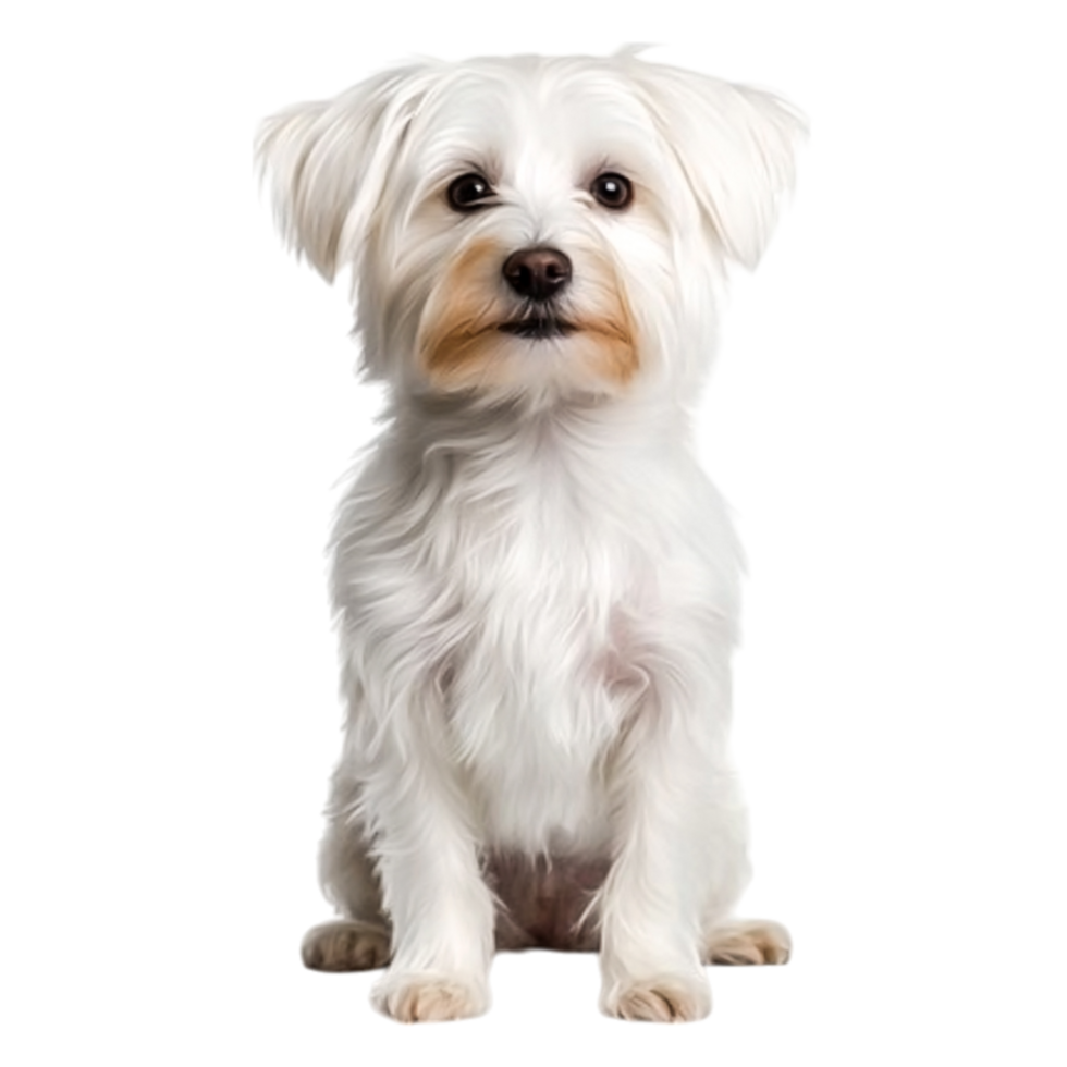 Cute Small White Dog Sitting with Fluffy Fur and Bright Eyes png