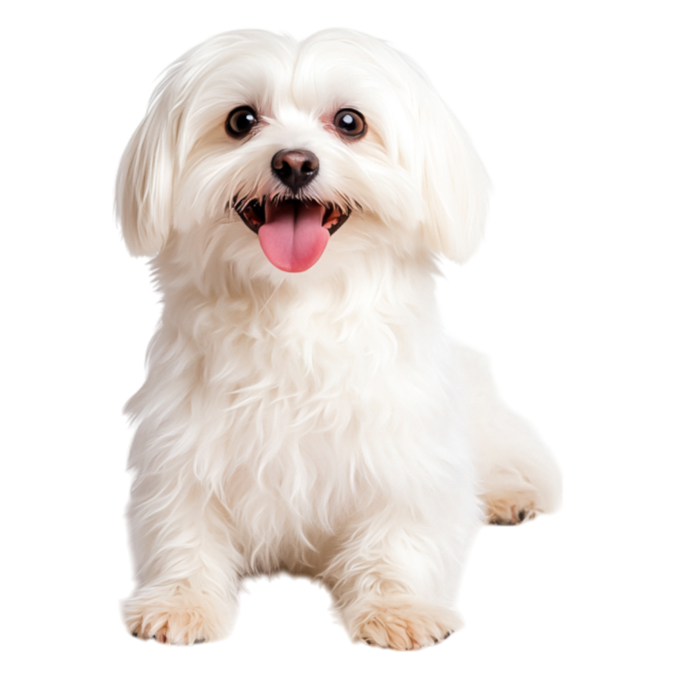 Happy Small White Dog Sitting with a Playful Expression png