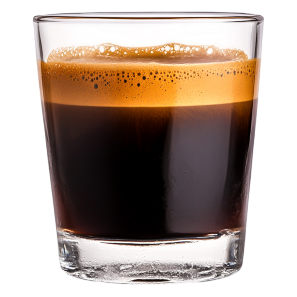 Rich Espresso Shot in Clear Glass with Creamy Foam on Top png