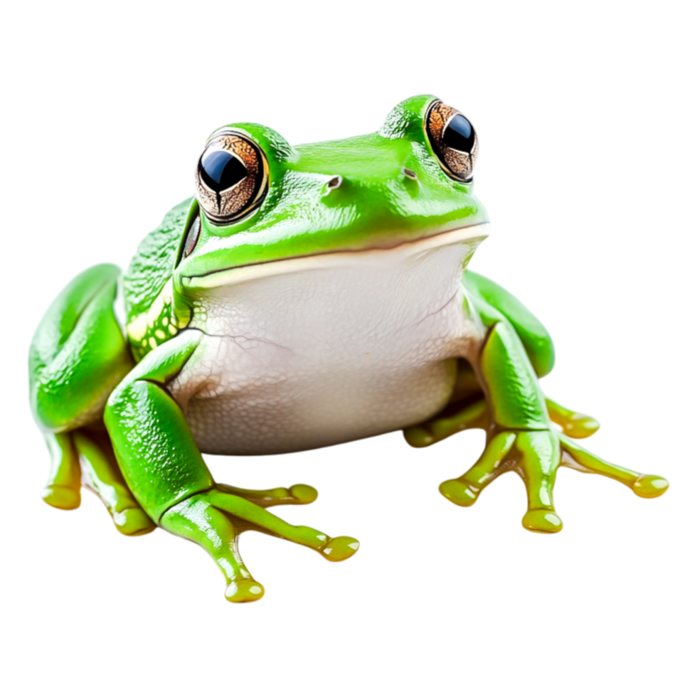 closeup of a Bright Green Frog Sitting on a png