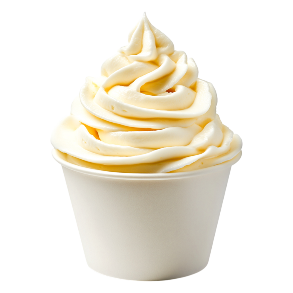 Creamy soft serve ice cream in a cup on a png