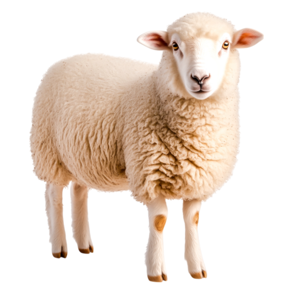 Cute Soft Sheep with Fluffy Wool Standing on png