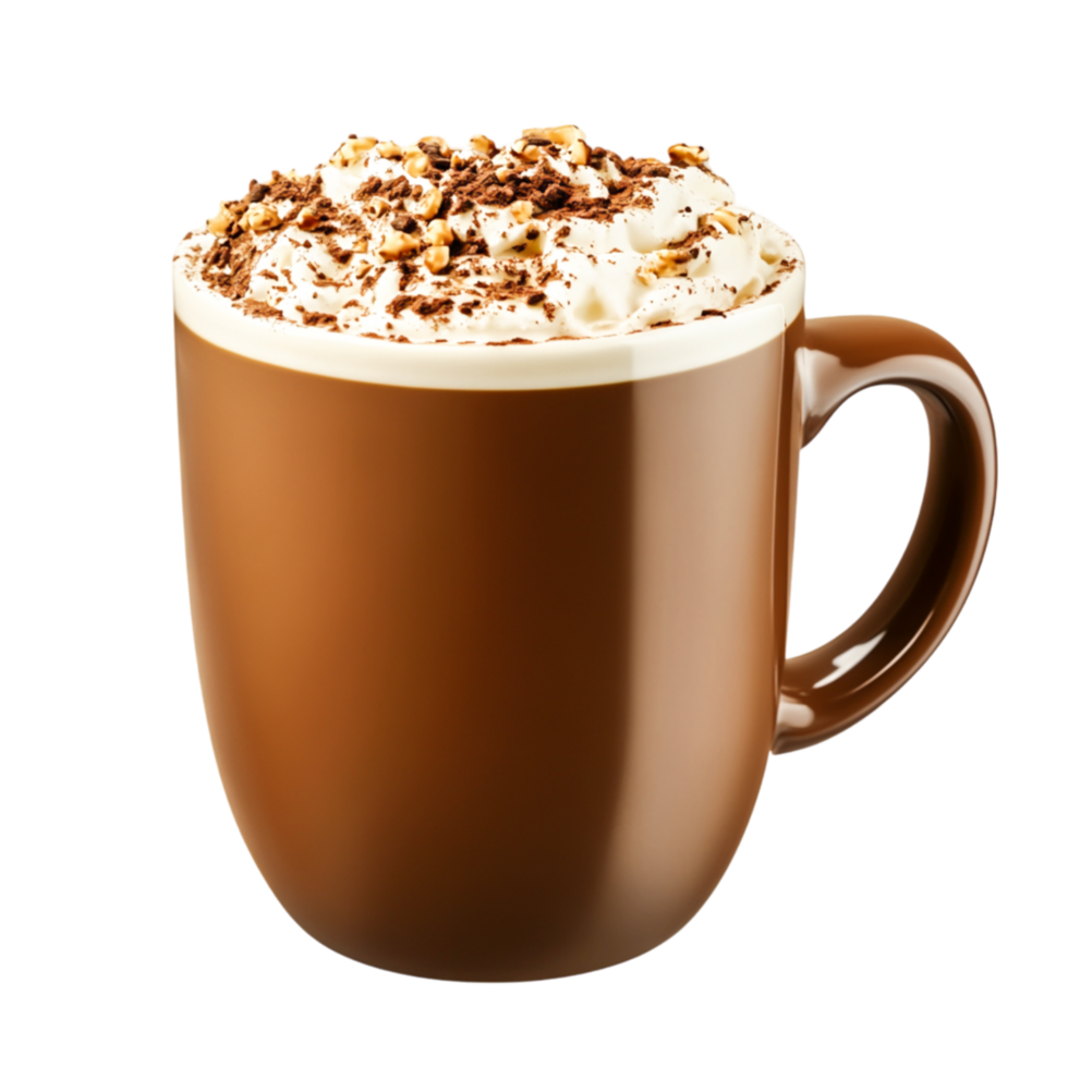 Creamy Hot Chocolate with Whipped Topping and Chocolate Shavings png