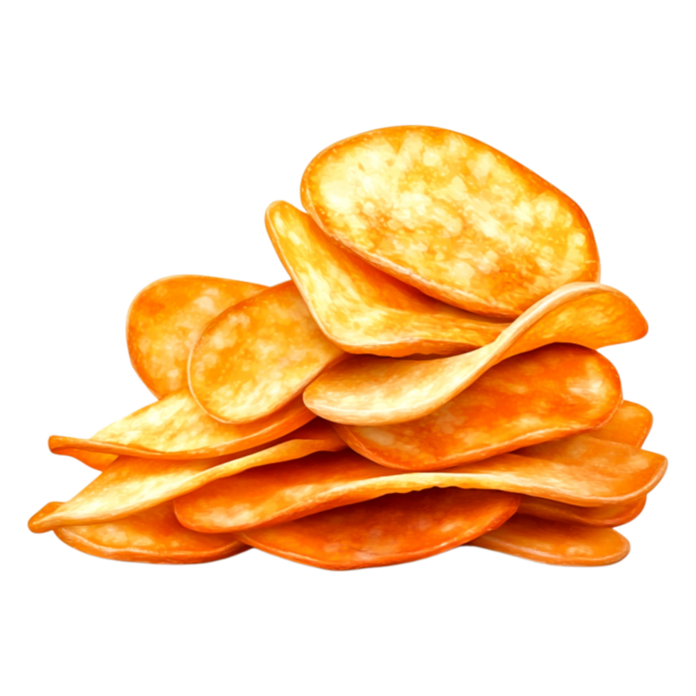 Delicious Crispy Potato Chips Stack on png