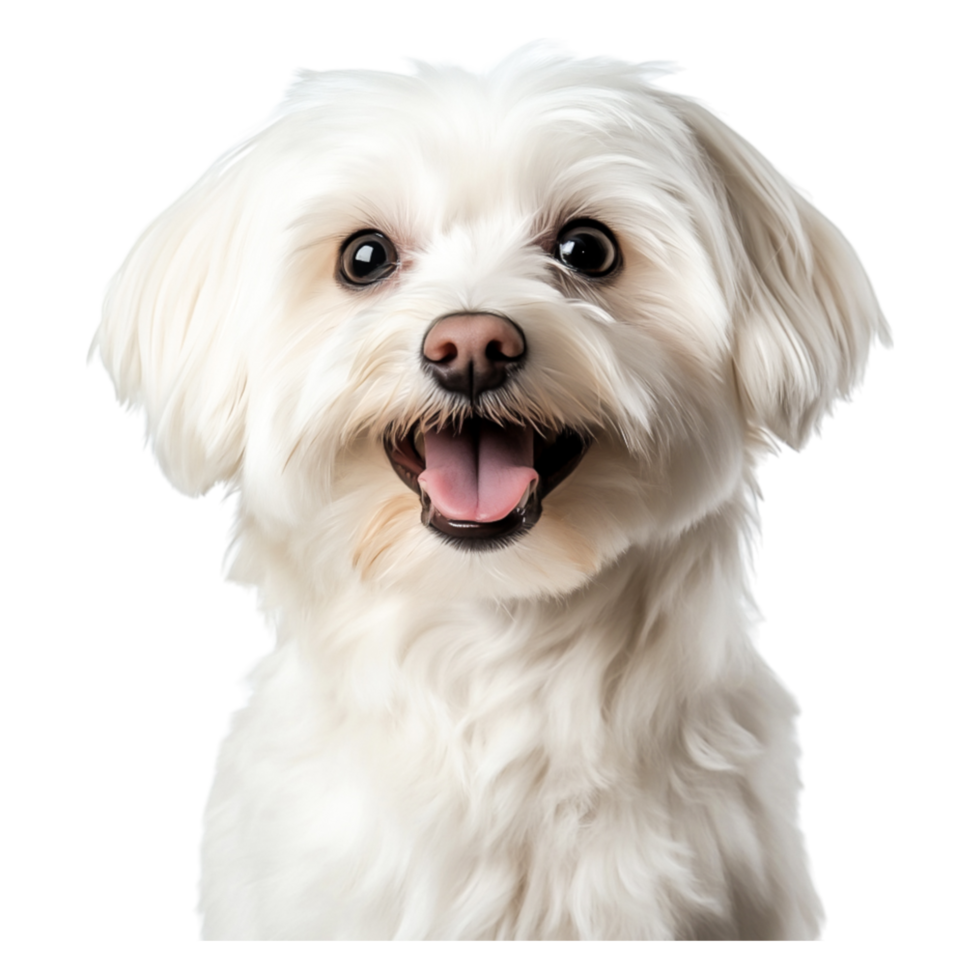 Playful White Dog with Happy Expression and Soft Fur png