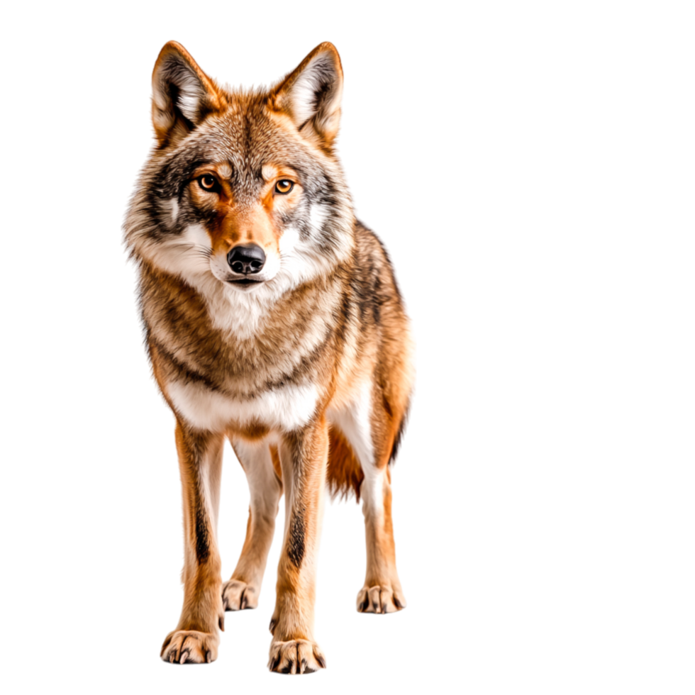 Majestic Coyote Standing Proudly in Natural Habitat Under Sunlight png