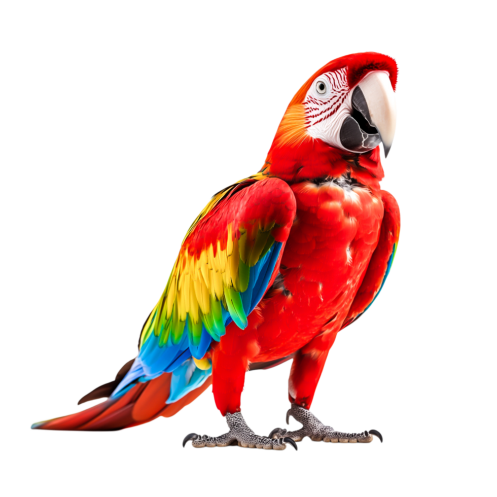 Colorful Parrot Standing Proudly with Vibrant Feathers and Expression png