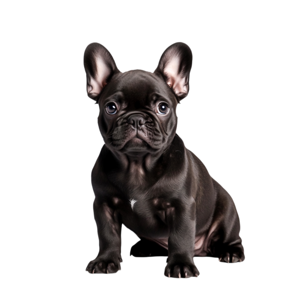 Charming Black French Bulldog Puppy with Expressive Features png