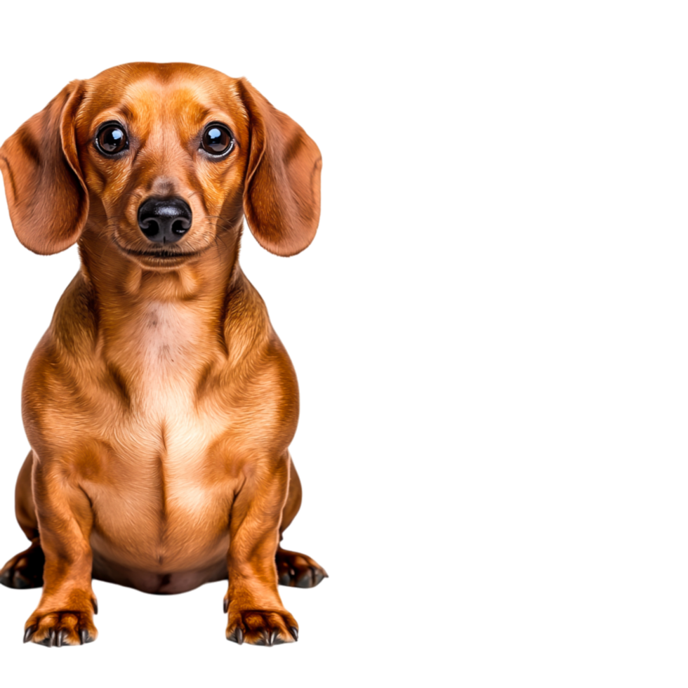 Cute brown dog standing upright looking curiously at the camera png