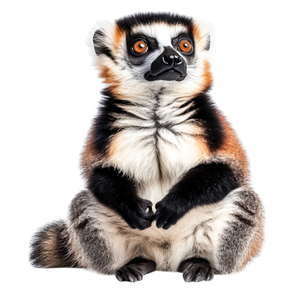 Detailed Portrait of a Curious Lemur Sitting on a png