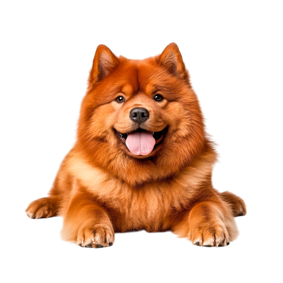 Fluffy Red Dog Relaxing on a Solid Background with a Happy Expression png