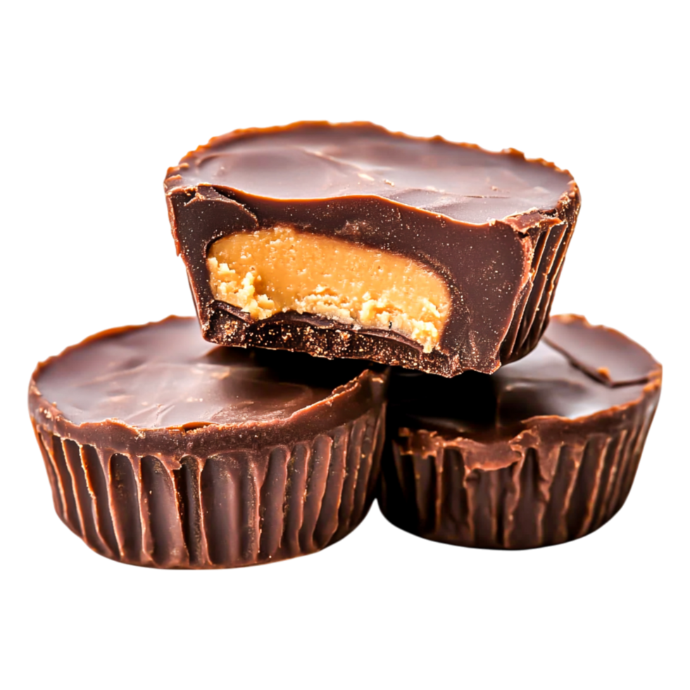 Delicious Chocolate Peanut Butter Cups on a png