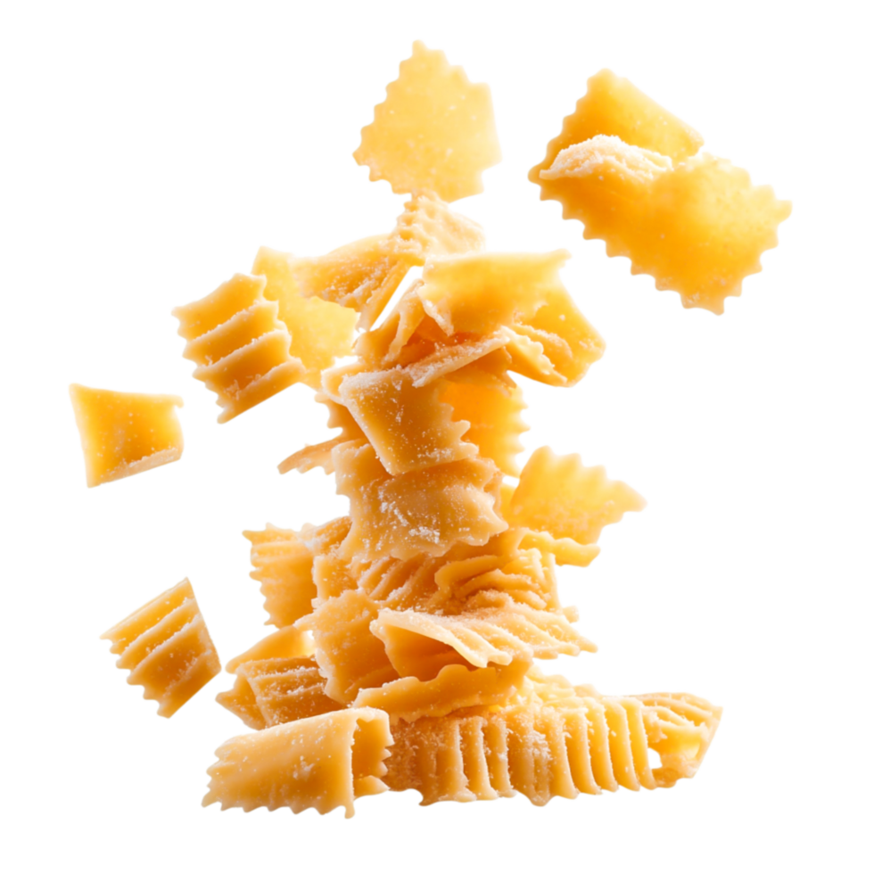 Raw Triangular Pasta Pieces Falling on a png