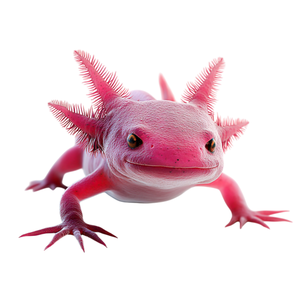Unique and Colorful Pink Amphibian with Spiky Fins and Large Eyes png
