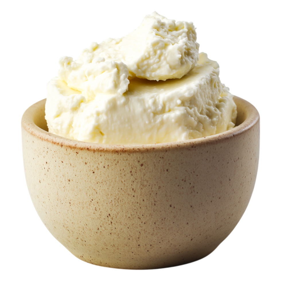 Creamy Butter Resting in a Rustic Bowl Ready for Culinary Use png