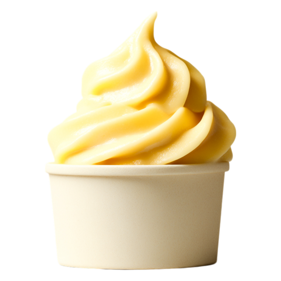 Creamy Vanilla Soft Serve Ice Cream in Cardboard Cup png
