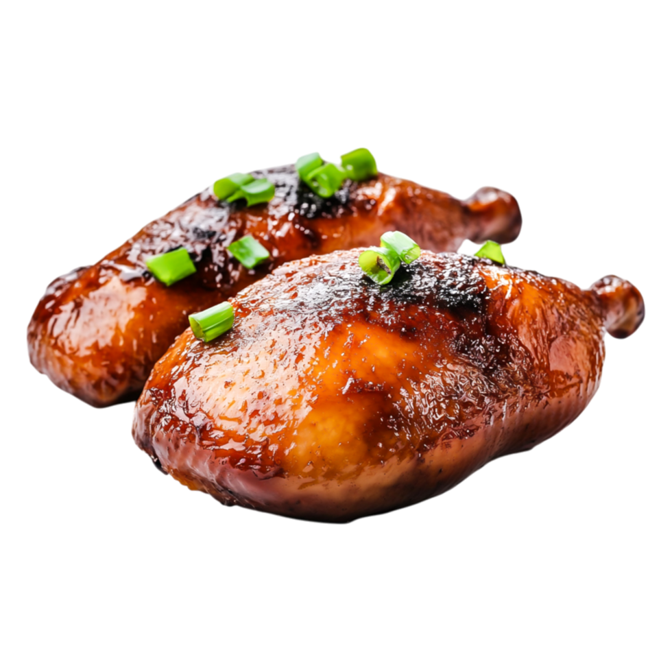 Grilled Chicken Thighs Glazed with Sweet Barbecue Sauce and Herbs png