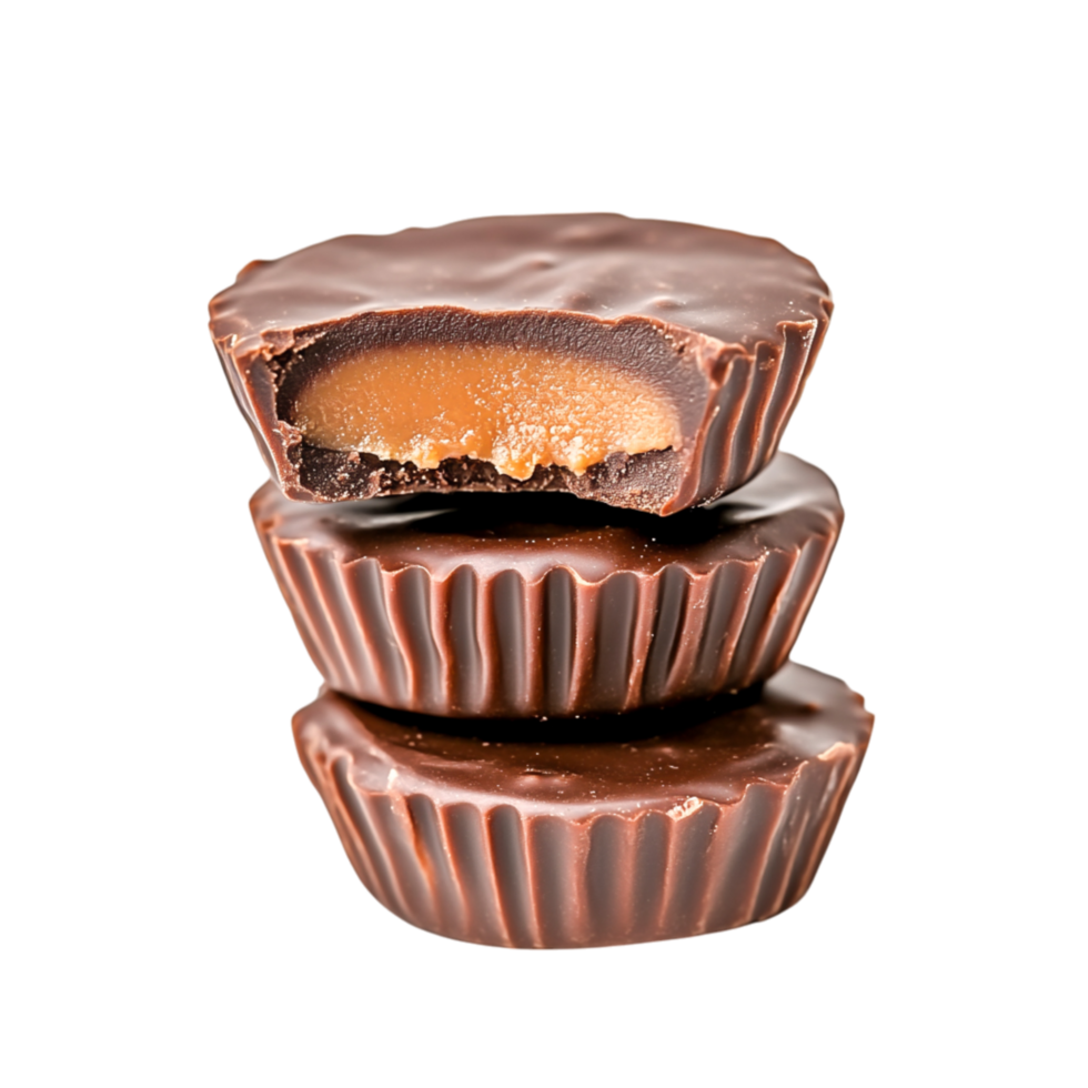 Chocolate Candy with Soft Caramel Filling Stacked on a png