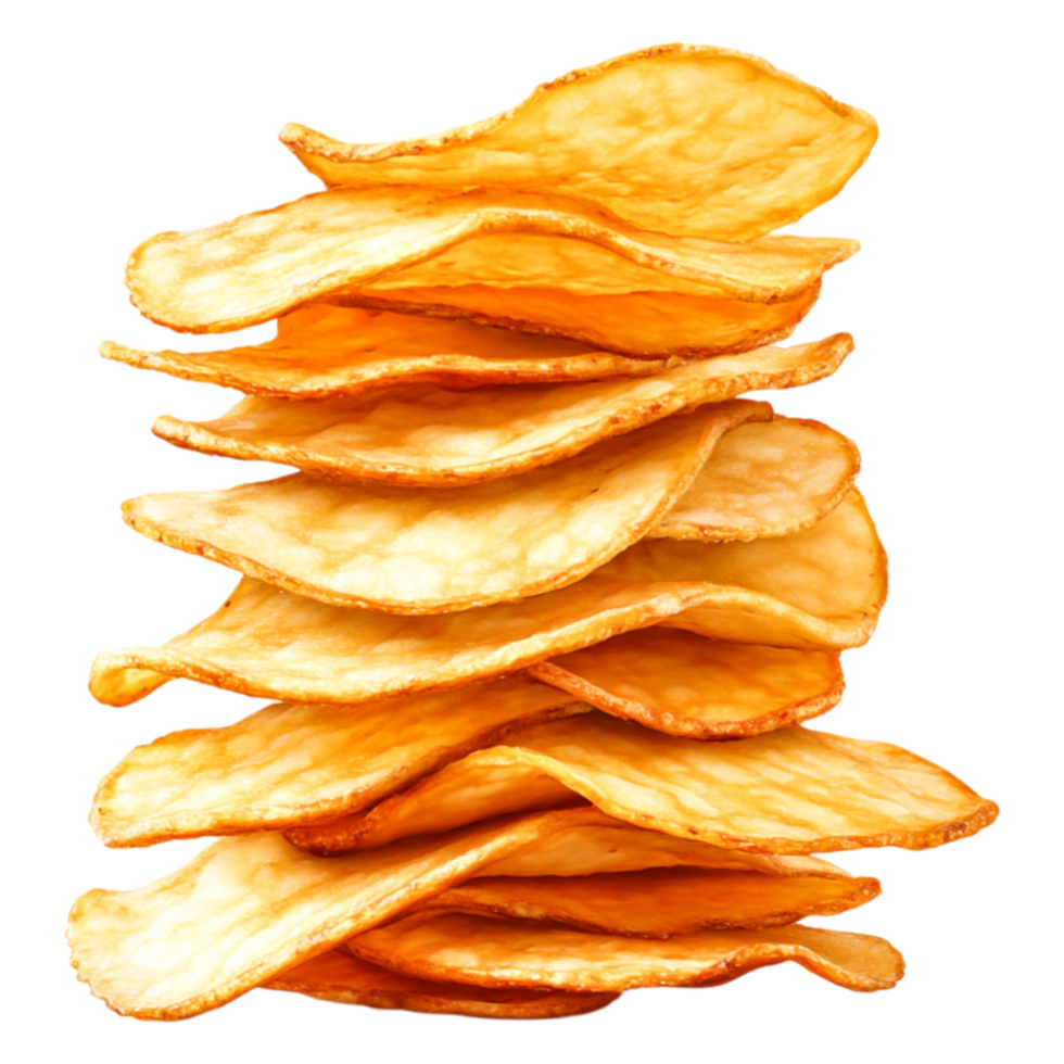 Stack of Crispy Potato Chips with Golden Brown Color and Texture png