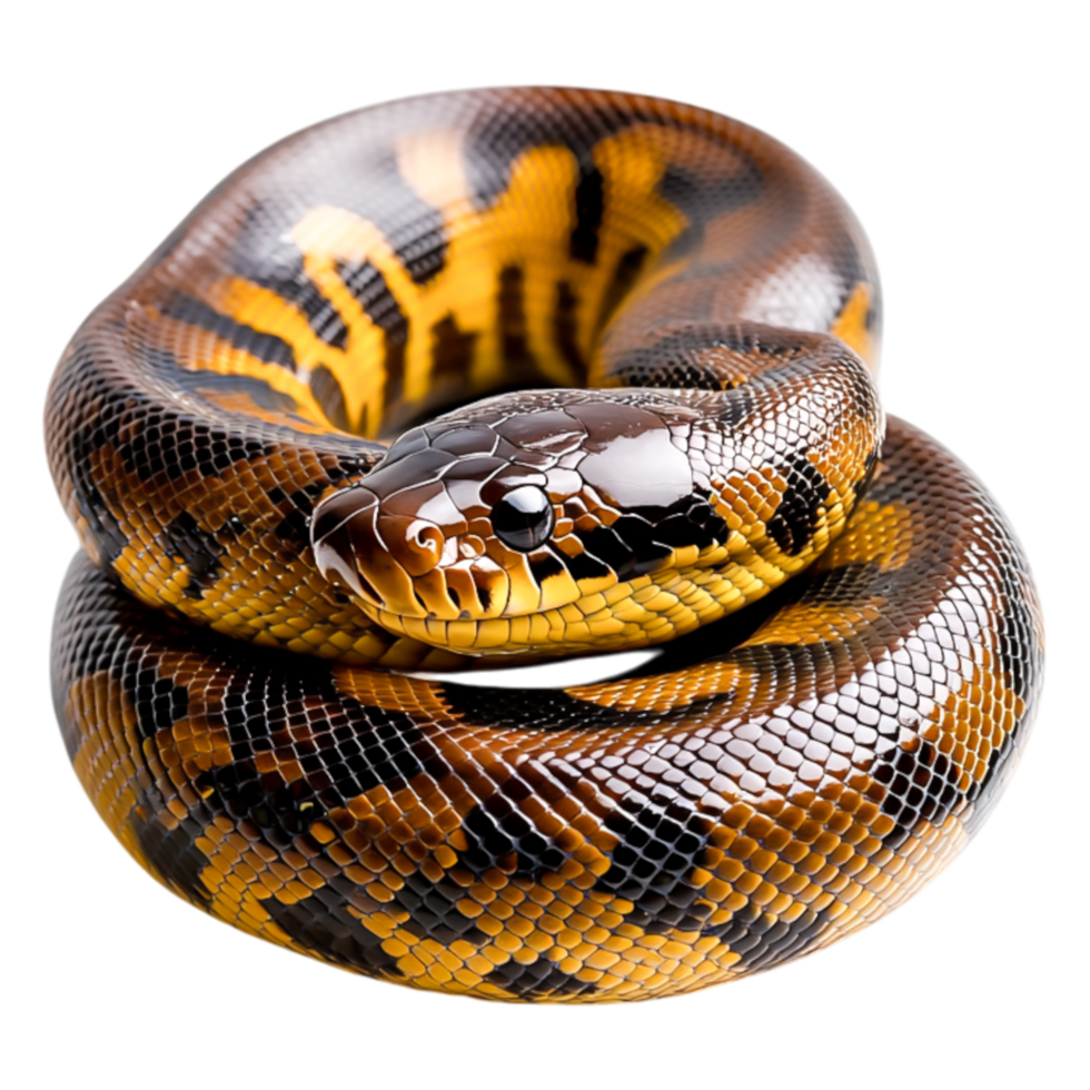 Stunning closeup of Colorful Python Snake on png