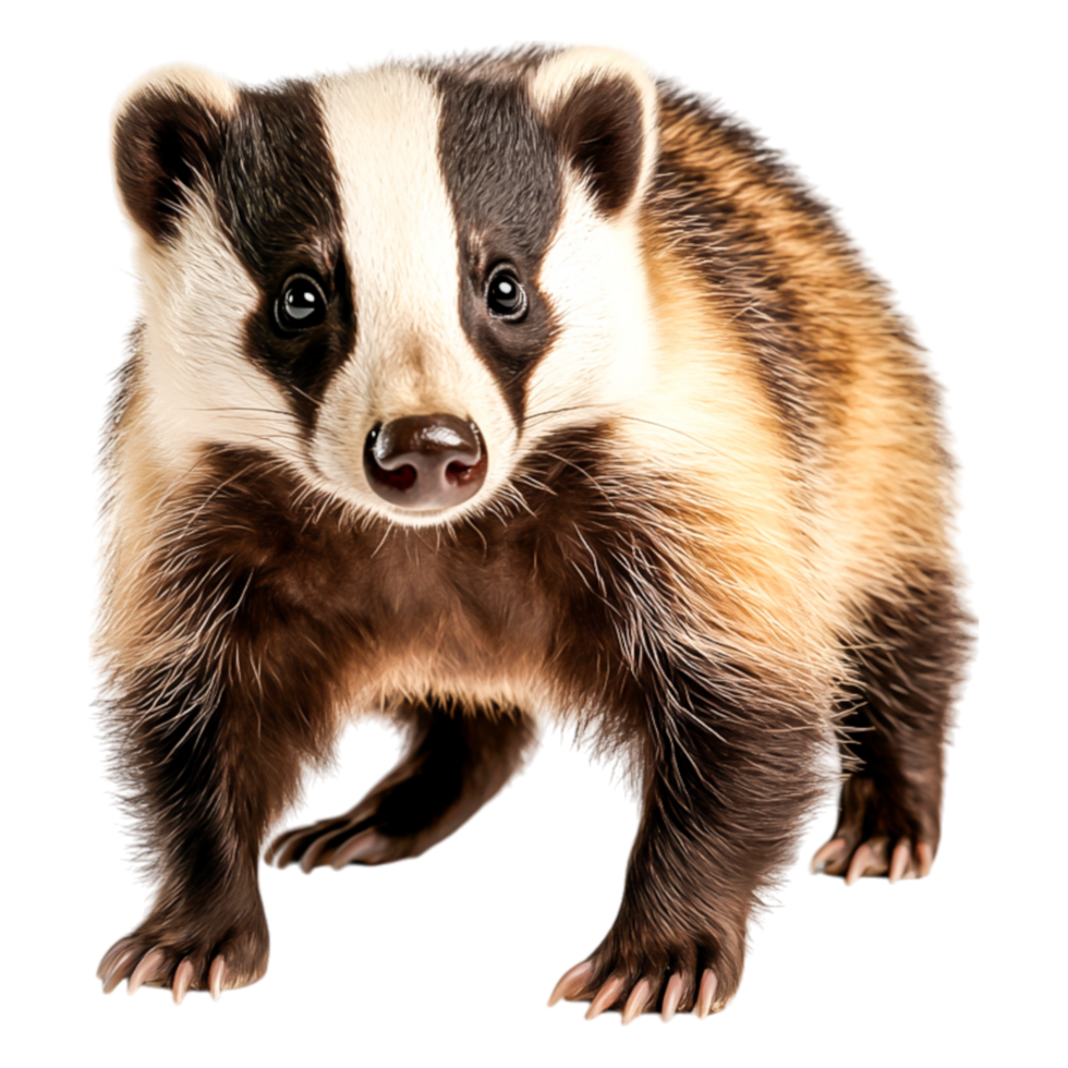 Cute Badger Standing Upright in a Natural Environment Setting png