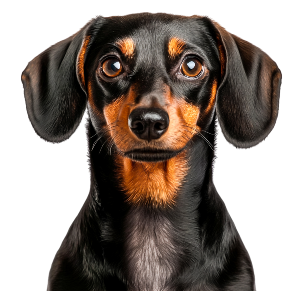 Black and Brown Dog Portrait with Expressive Eyes and Soft Fur png
