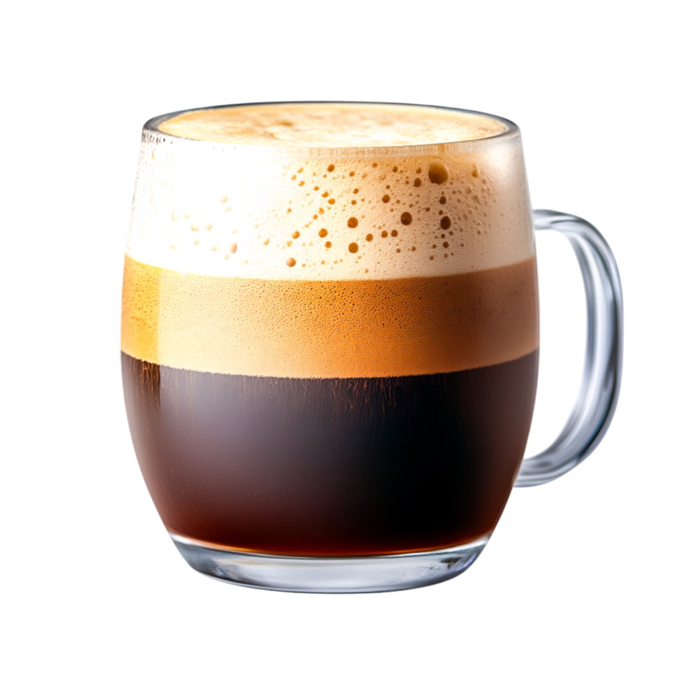 Layered Coffee in Transparent Glass with Rich Foam Texture png