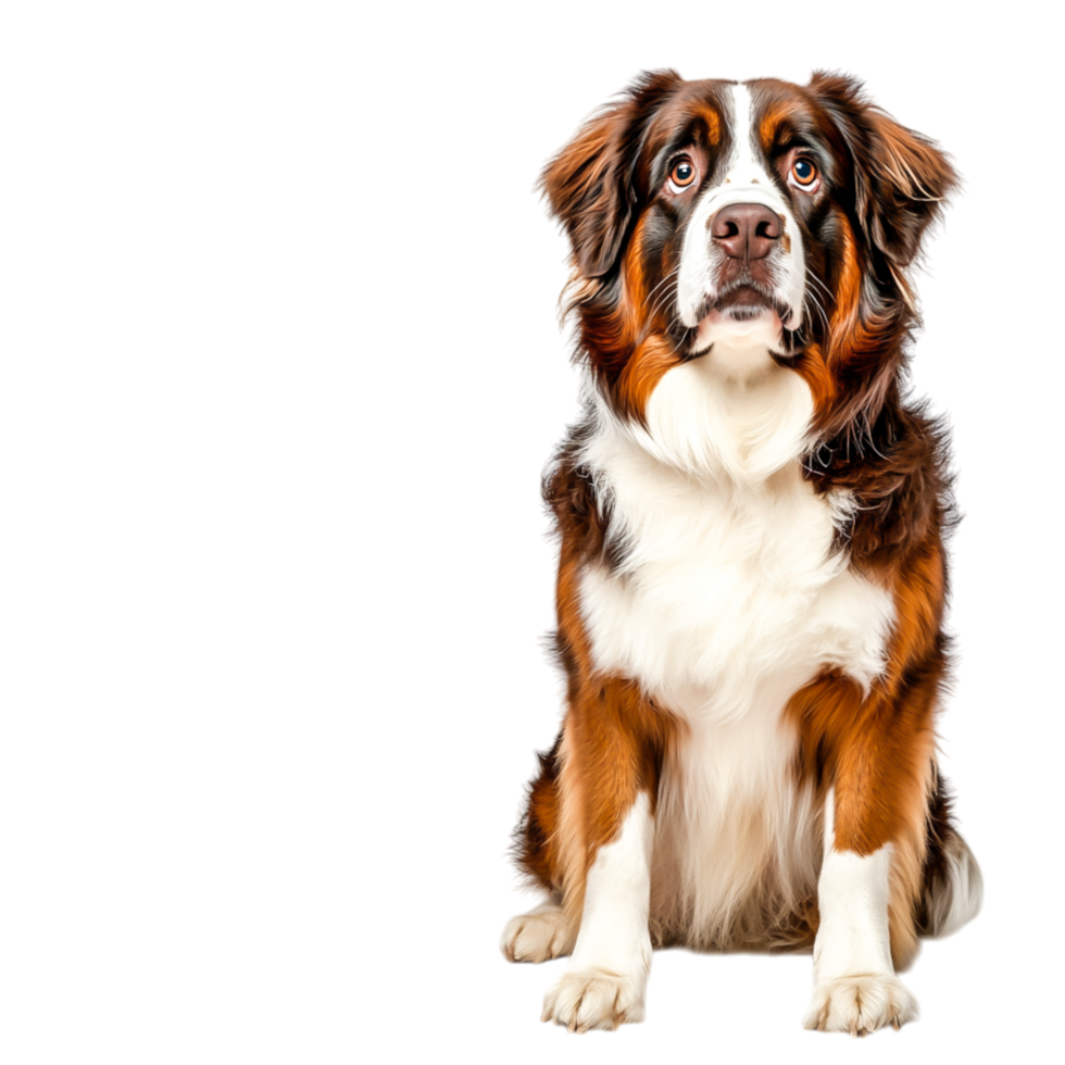 Majestic Brown and White Dog Sitting with Curious Expression png