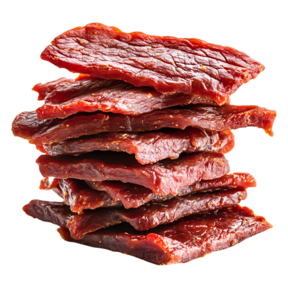 Carefully Stacked Dried Beef Jerky on a png