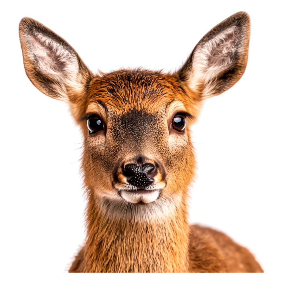 closeup Portrait of a Young Deer with Expressive Face and Ears png
