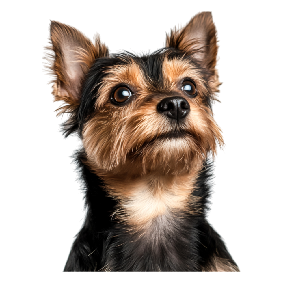 Adorable Yorkshire Terrier Dog with Expressive Face and Bright Eyes png