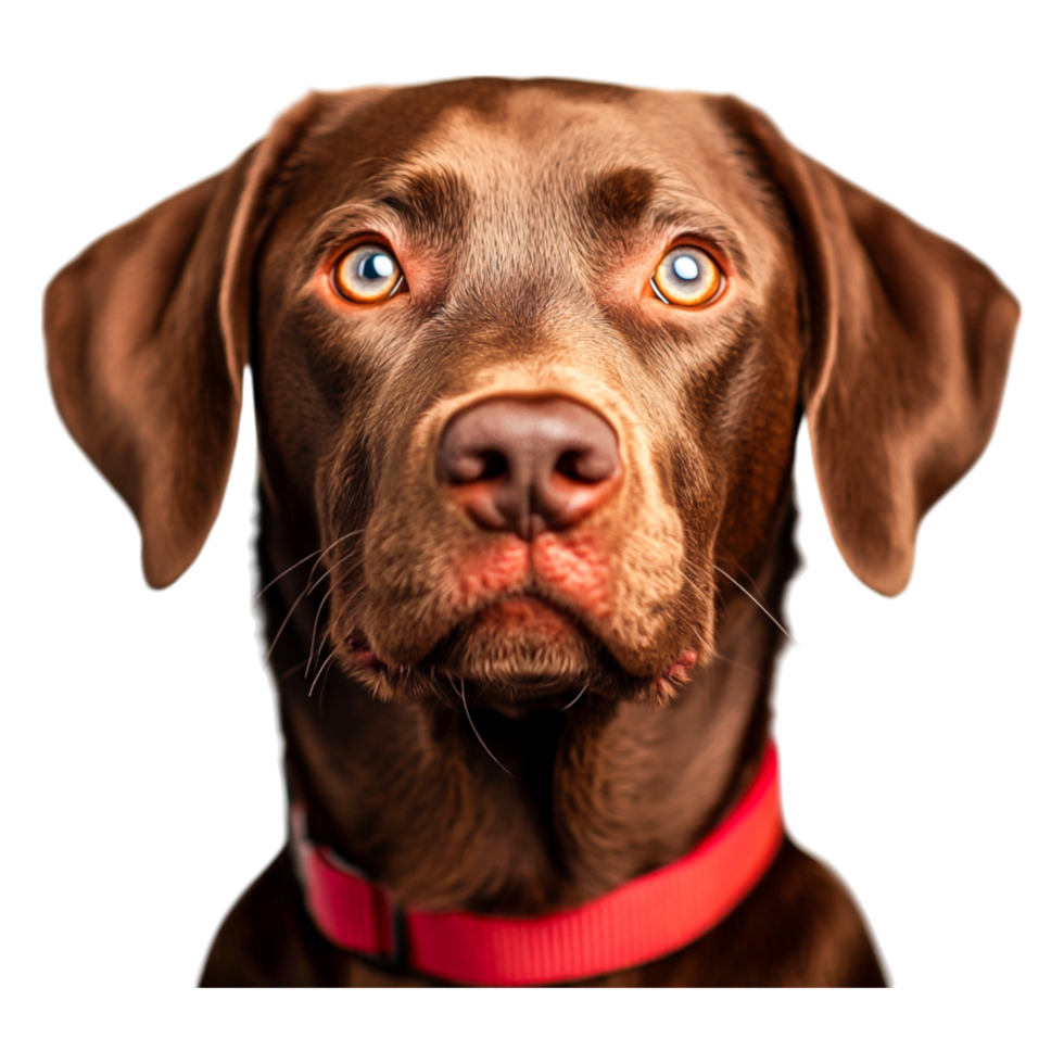 Charming Brown Dog with Bright Eyes and Red Collar closeup png