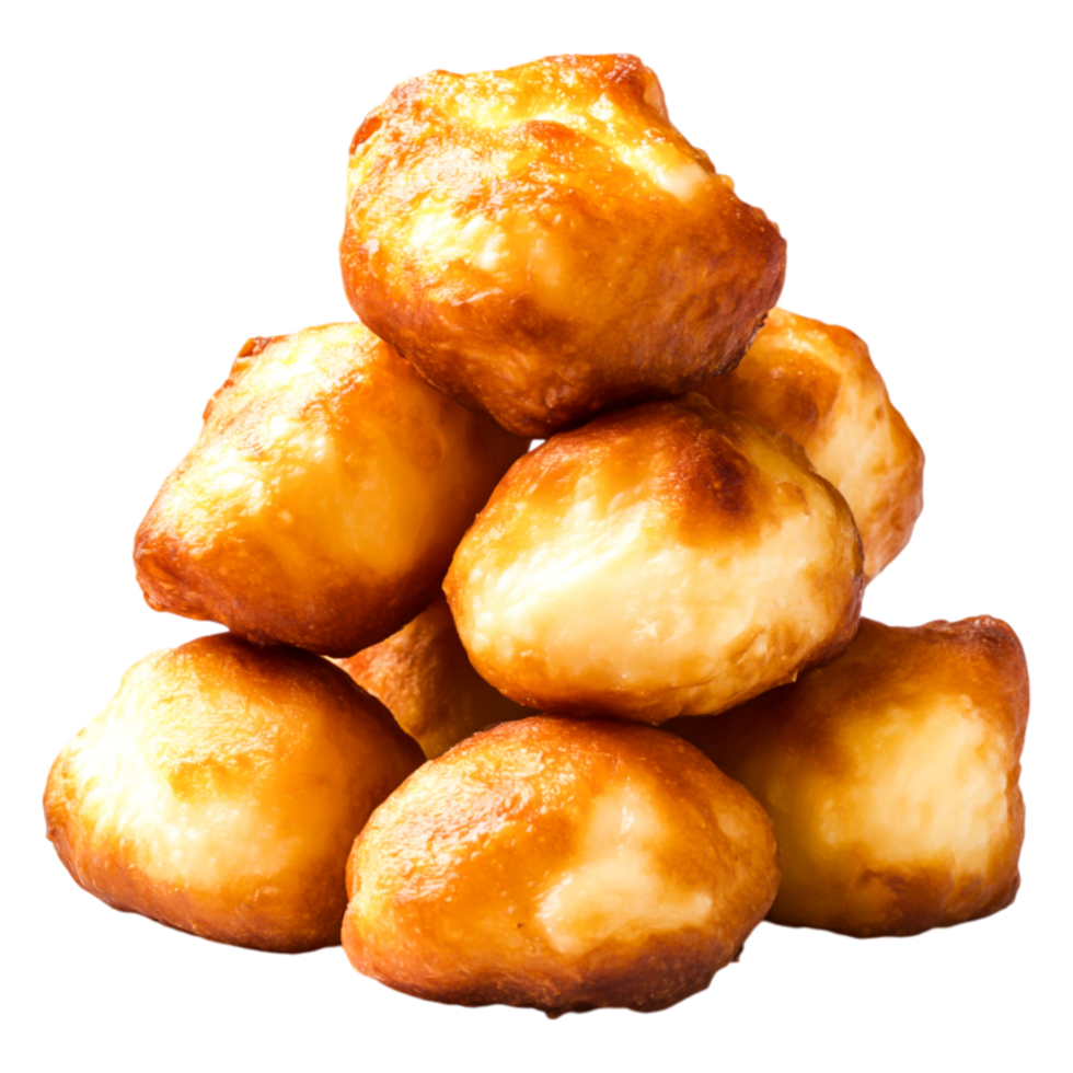 Golden Brown Fried Dough Balls Stacked on Top of Each Other png
